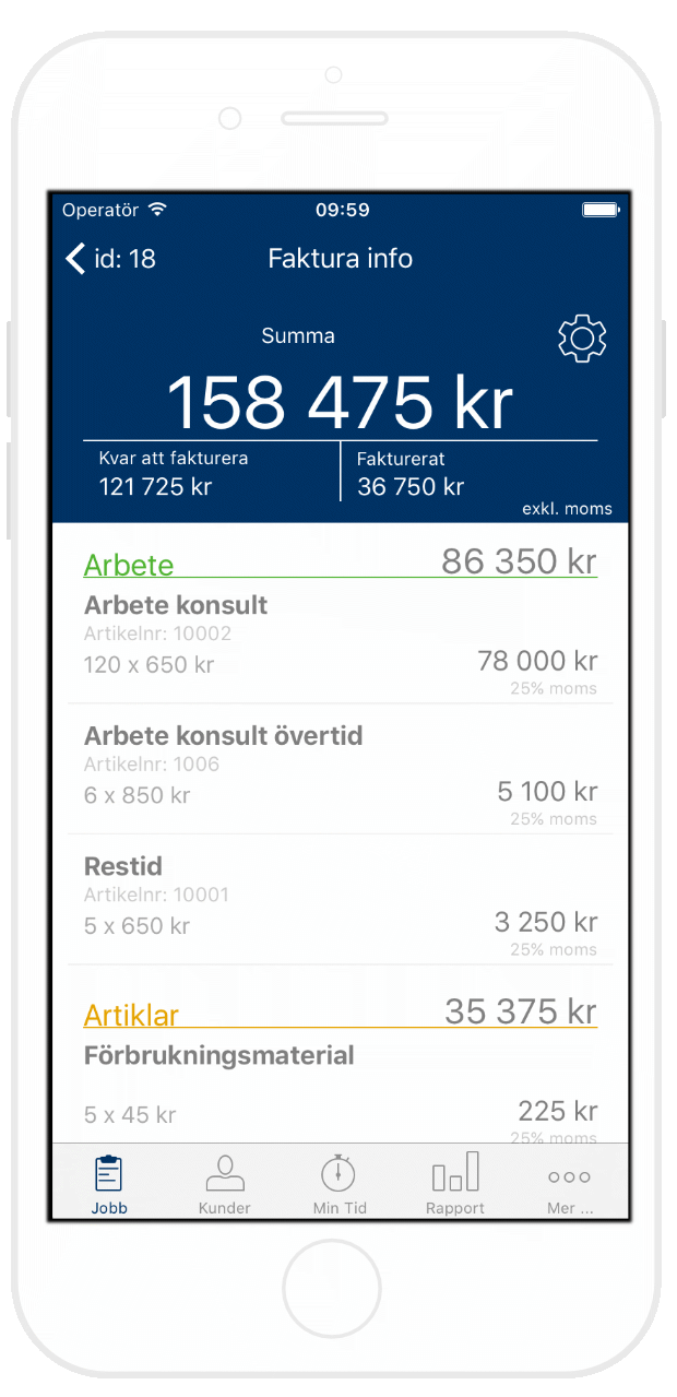 Full koll på faktureringen med jobbiles iPhone och Android app