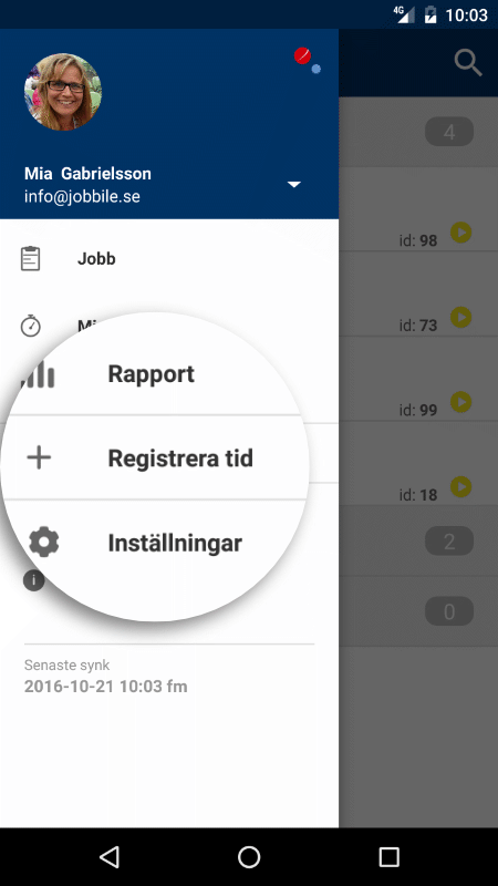 Jobbile Arbetsorder Tidrapportering App iOS Android